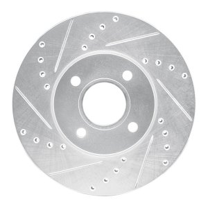 Ford Focus Brake Rotor (1) - Front Left - R1 Concepts - Drilled & Slotted - Silver - `05-`12
